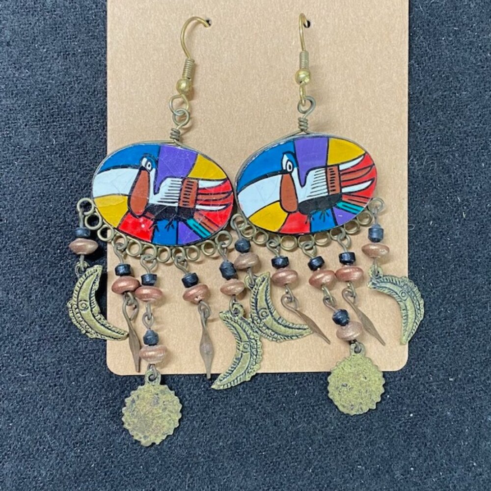 Colorful Bird Dangling Earrings